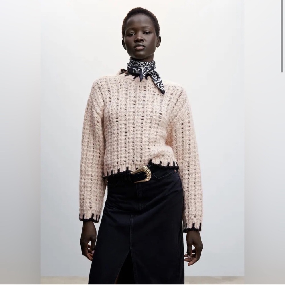 Mango MNG | Contrast Trim Wool Blend Sweater New with Tags! - Picture 3 of 9